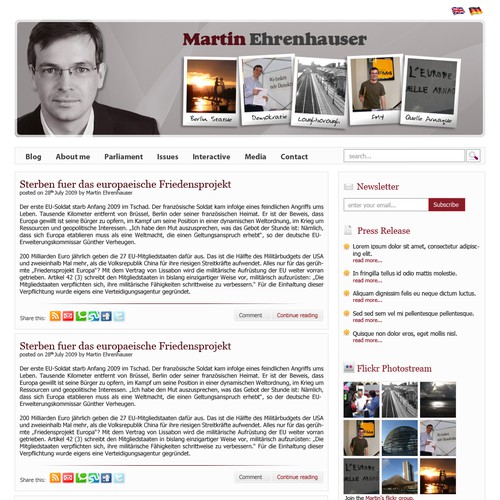 Wordpress Theme for MEP Martin Ehrenhauser Design von Koben