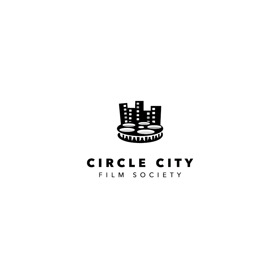 Abstract circle logo with the title 'Design an Exciting New Logo for the Circle City Film Society'