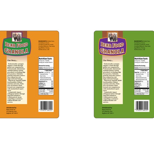 print or packaging design for Bear Food, Inc Diseño de micnic