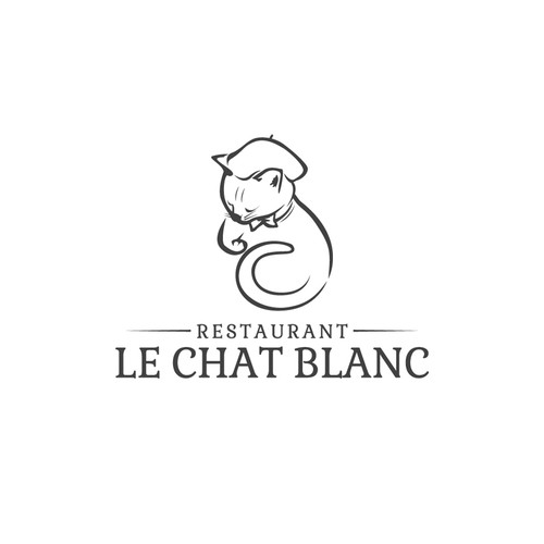 Restaurant Le Chat Blanc Logo Hosted Website Contest 99designs