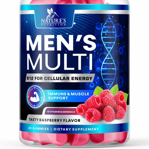 Designs | Men's Multivitamin Gummies label design needed for Nature's ...