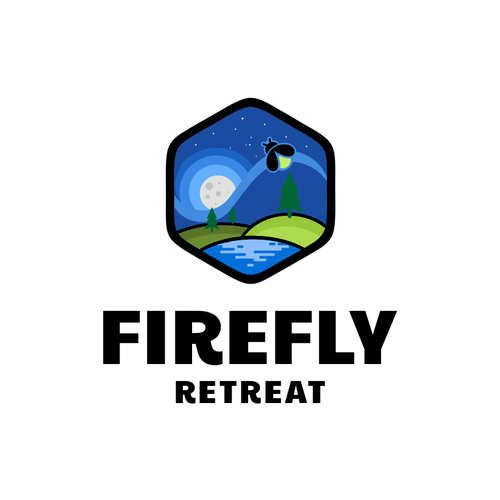 Firefly Retreat. Fun logo inspiring families to explore the outdoors! Design by hidra ✅