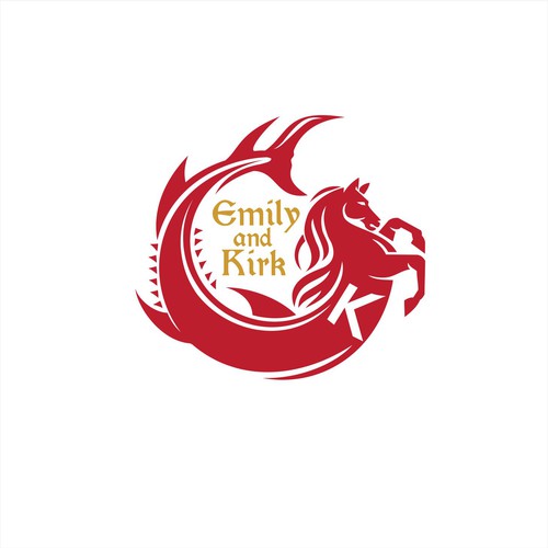 Emily and Kirk Wedding Logo Horse Fish Design by GA19