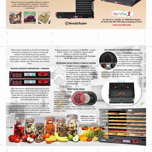 Brochure for food dehydrator