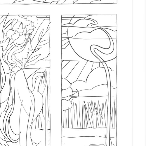 Design a water scene for a stained-glass bathroom door Diseño de freyjaaa