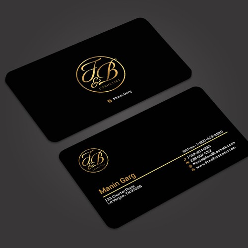 Black & Metallic Gold Business Cards Diseño de Seerat Razzaki