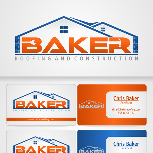 New logo and business card wanted for Baker ROOFING and Construction デザイン by Mikhael Resi