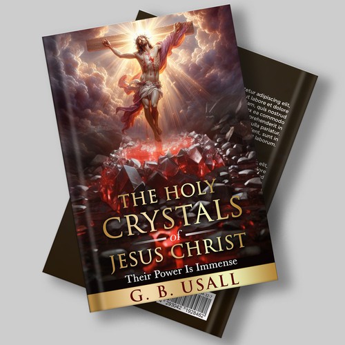 Jesus on the cross with his blood transforming crystals beneath the cross. Design by Miracolo