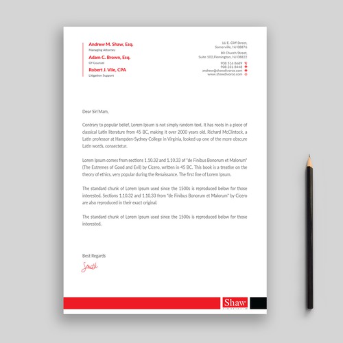 Letterhead for Divorce & Family Law Firm; Modern, Conservative Design Design by Rifat Sarkar