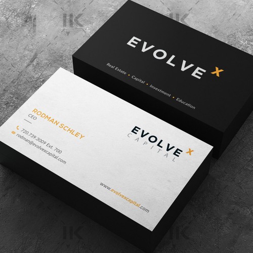 Design a Powerful Business Card to Bring EvolveX Capital to Life! Design by IK_Designs