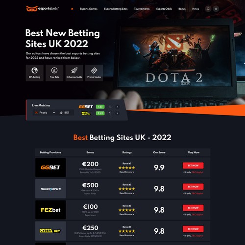 Design a new Esports betting comparison website デザイン by Mahant Arts