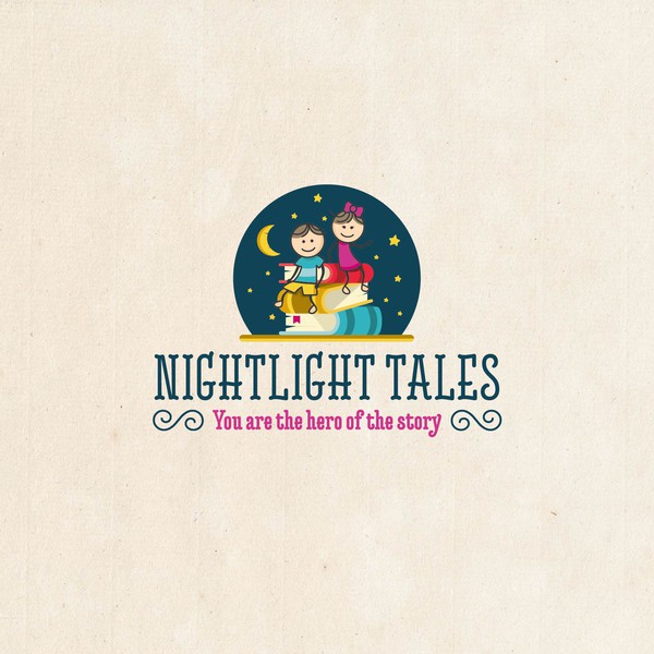 drawn modern logo for a company that sells custom children's stories