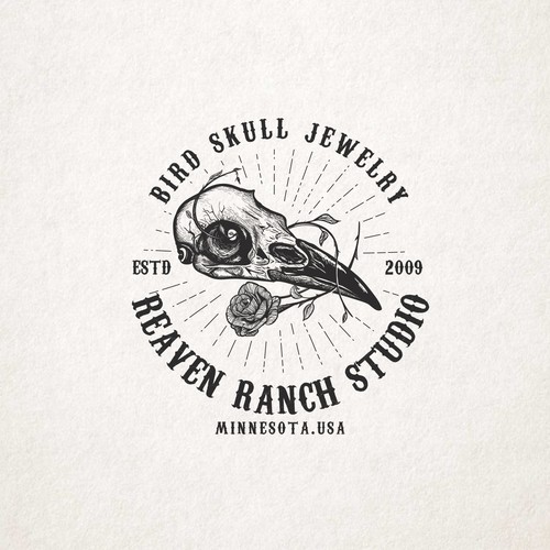 Raven skull logo for hire! Design by Bezzot!design