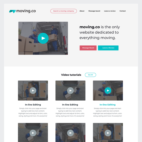 web page for moving related website Design by Alex Ivanov