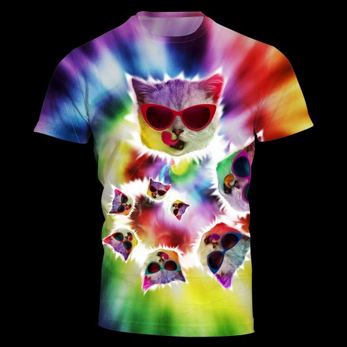 Tie dye 2024 cat shirt