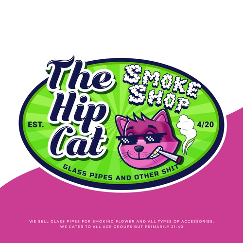 Designs The Hip Cat Smoke Shop cool new logo Logo design contest