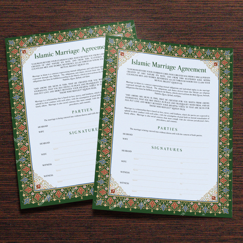 Design A Beautiful Islamic Marriage Agreement Document Template Design by dizas