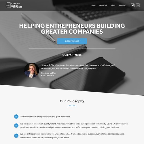 Create a modern Word Press theme design for Lewis & Clark Ventures Design by Balabek