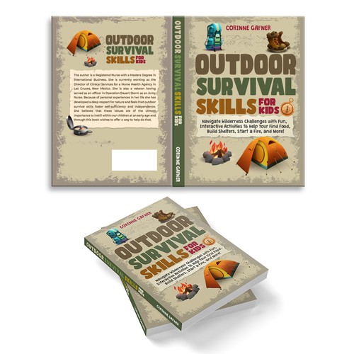 I am looking for a fun and inviting cover for my book on Outdoor survival skills for kids. Design réalisé par AdryQ