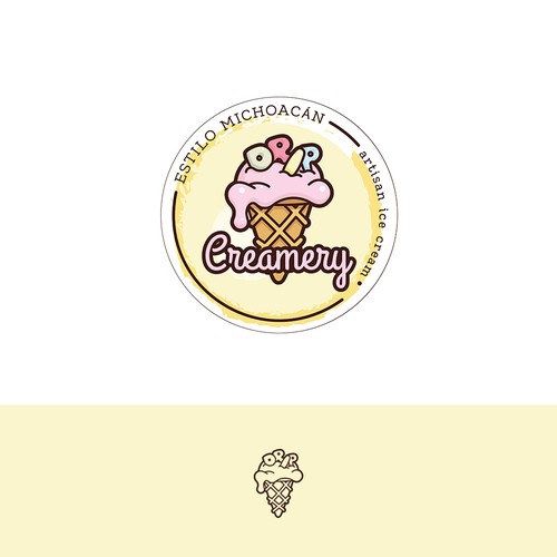 Design a hipster modern logo for an ice cream shop that people will melt for. Design by AR3Designs