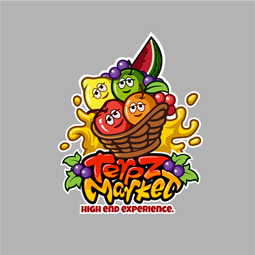 Design a fruit basket logo with faces on high terpene fruits for a cannabis company. Ontwerp door Antonius Agung