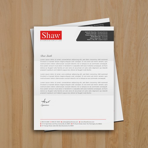 Letterhead for Divorce & Family Law Firm; Modern, Minimalist, Conservative Design Design by muaz™