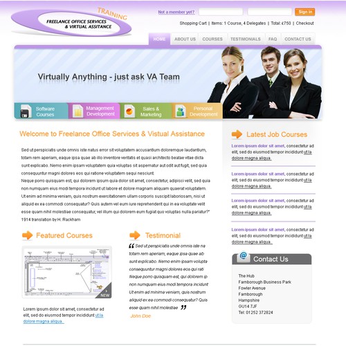 1 page design (no coding) for company selling training courses
