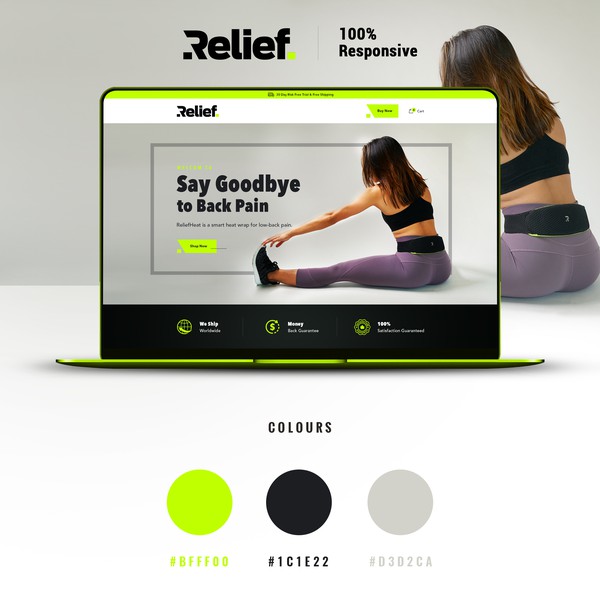 Design by Yagnik K. titled "ReliefHeat.com"