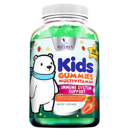 Tasty Kids Multivitamin Gummies Product Label for Nature's Nutrition Design by agooshe