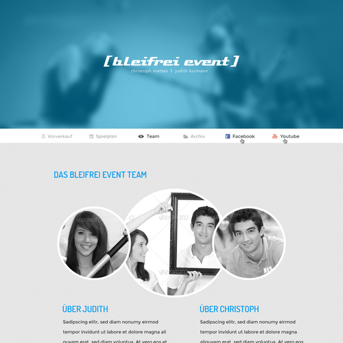 "bleifrei event benötigt einen webauftritt" winning Web page design by Lance Freebird