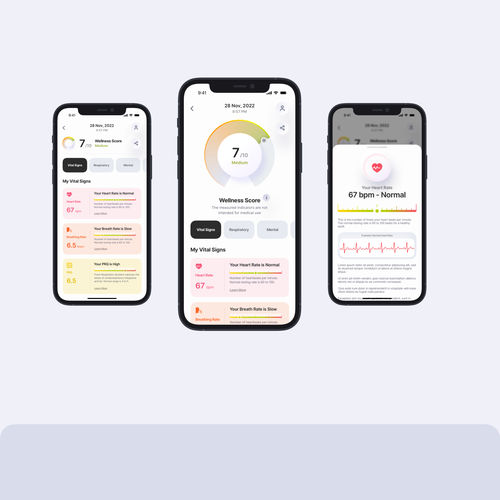 Wellness "vital signs" app - redesign Design by A.D.S