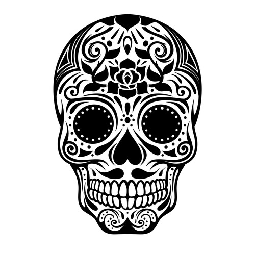 Design a rad Day of the Dead skull to be engraved on metal wallets Design by indraDICLVX