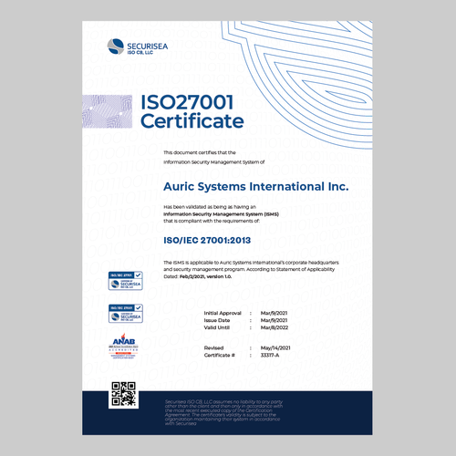 ISO Certificate Design Design by enan+grphx