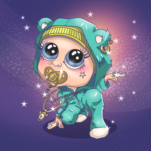 Super cute baby illustration character for NFT project Design by Judithine