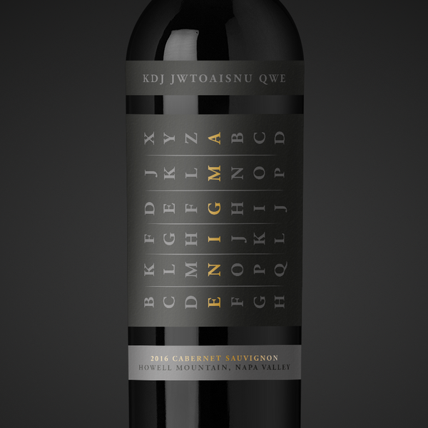 Diseño de N_B titulado "Enigma code inspired wine label design"