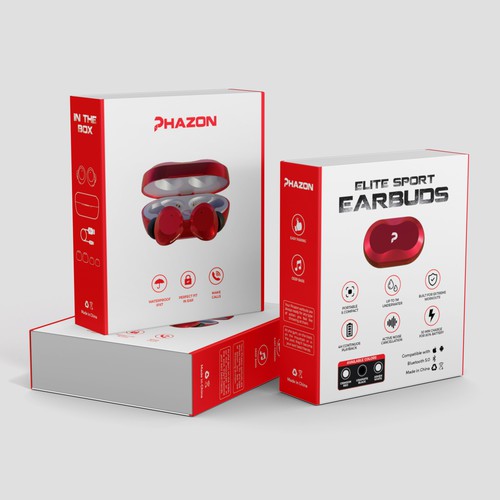 Wireless earbuds packaging box sleeve design Design by Eunoia_Karsa