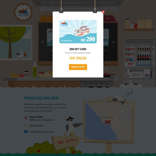 FUNNY web design needed for our snack bar with pedalo & boat rental. The design should be built around our illustration Design by j u s t e