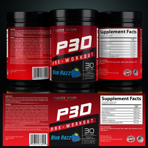 Design a PreWorkout Supplement Label for Hard Iron Labs Product