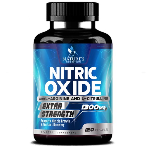 Nitric Oxide label design needed for Nature's Nutrition Diseño de agooshe