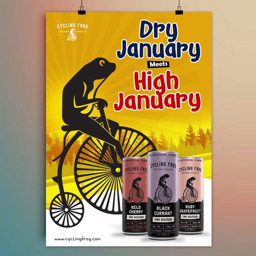 Create a 'Dry January meets High January' poster.  Have Fun, Be Creative, Open to all suggestions. Design by 123Graphics