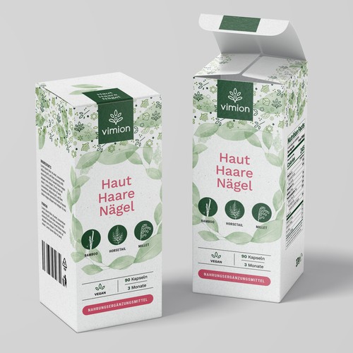 Packaging design for a German brand of high-quality food supplements Design by B i a