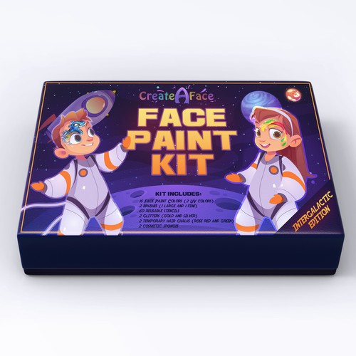 Minimalistic Thematic Box design for a face painting products brand Design by MoonMouse