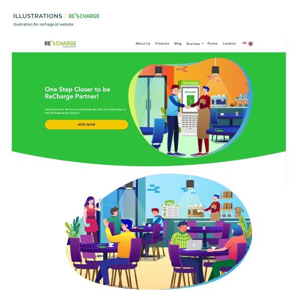 Design by aznima titled "Recharge Website Illustration"