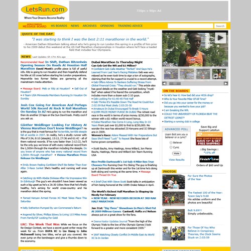 LetsRun.com Homepage Re-Design/Cleanup Diseño de scpynkeal