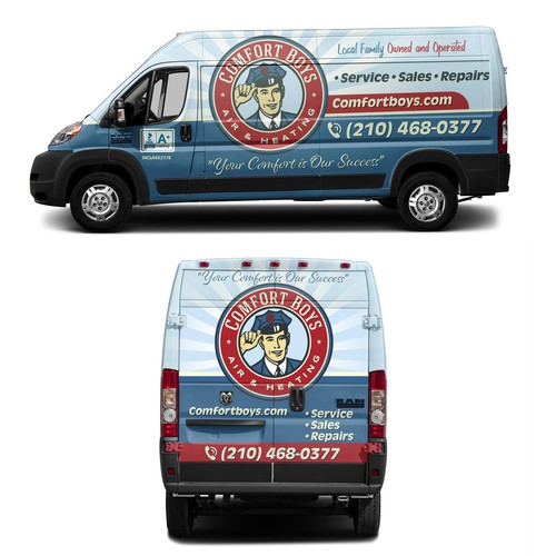 Comfort Boys Service Company New Retro Van Wrap Design Design by Nadun Prabodana
