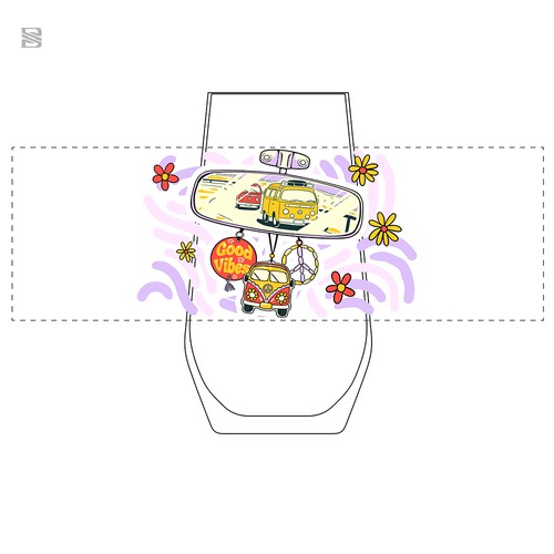 "Illustration for drinking glasses inspired by the Beetle or the VW Camper" winning Illustration or graphics