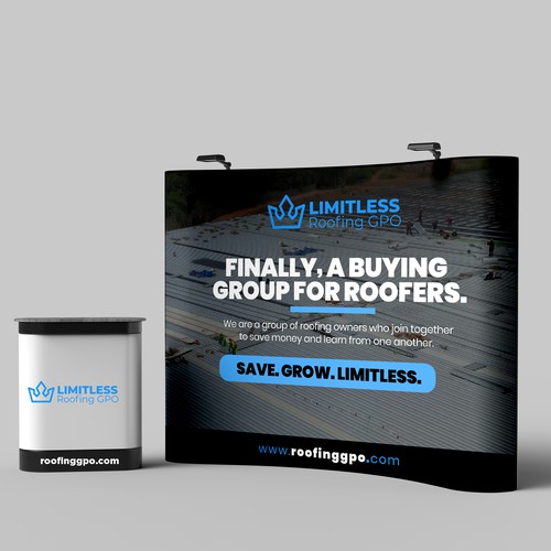 Design a tradeshow backdrop for roofing buying group Design by ektadevesh