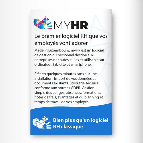 Create an awesome logo for myHR, the #1 HR Software in Luxembourg ! Design by M.I.Thomson