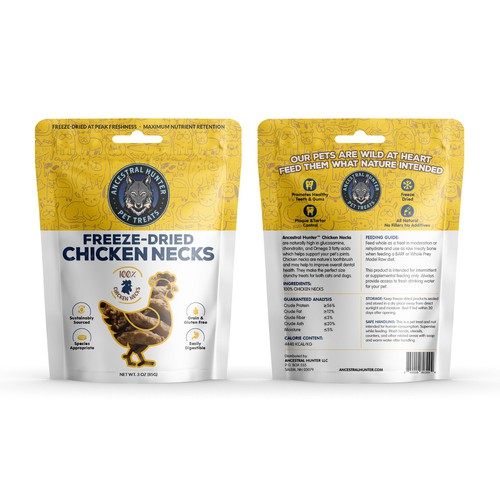 Design a fun and creative pet treat pouch label packaging for an all natural pet treat company Design by Bee Man