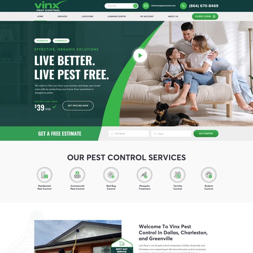 Pest Control Company - Website Re-Design Design by Greentec ✿